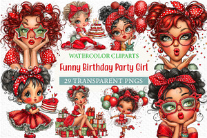 Funny Birthday Party Girl Bundle, an Illustration by Craft Nest