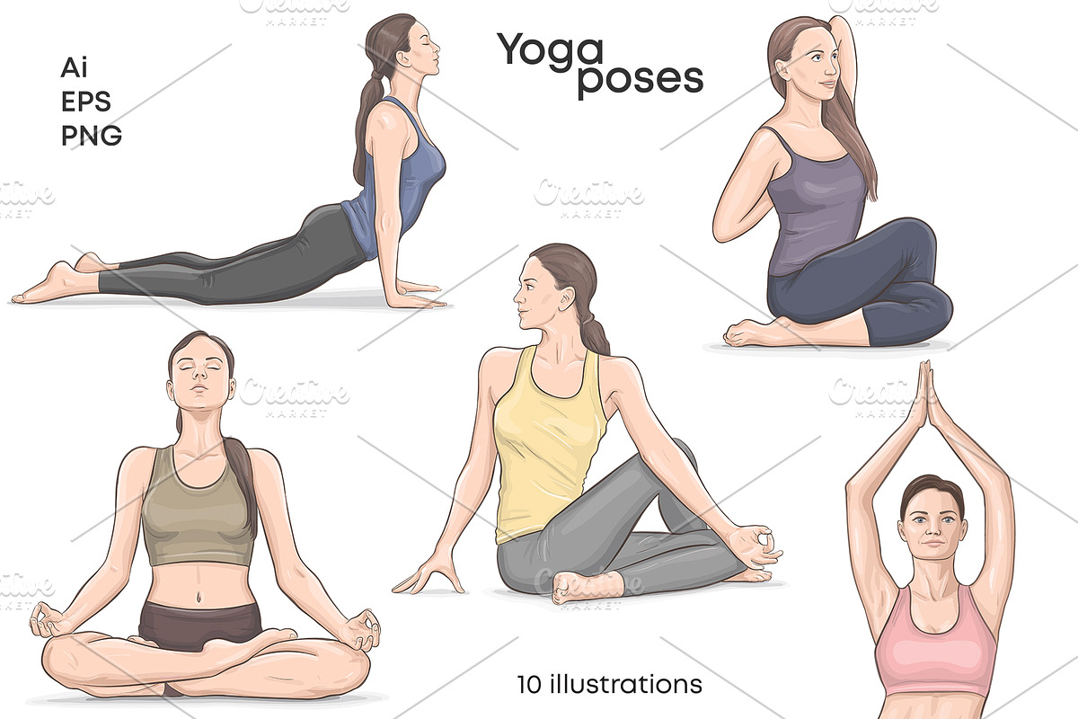 Yoga poses VECTOR illustrations, a Healthcare Illustration by Natalka Dmitrova art (Photo 1 of 5)