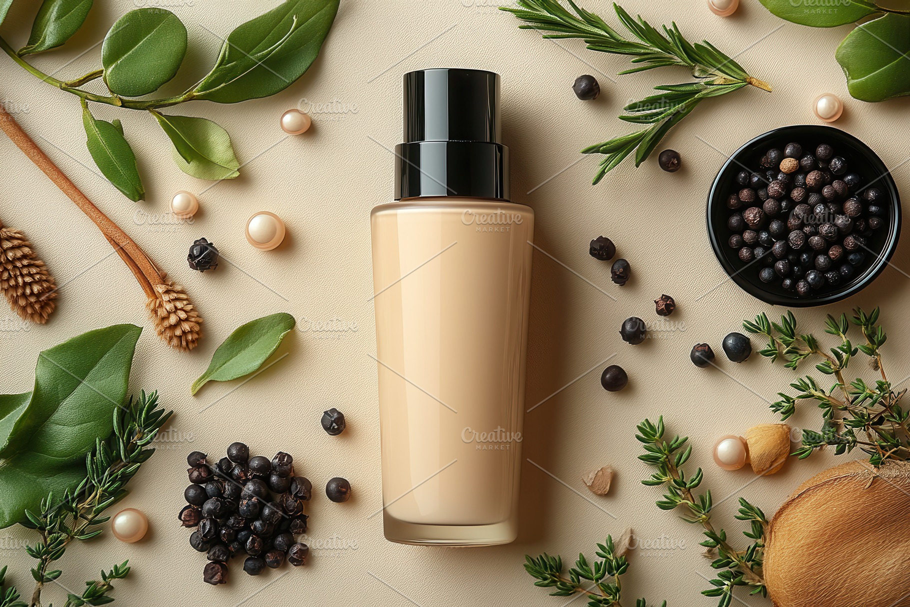 Natural skincare product surrounded, a Photo by Tanuart