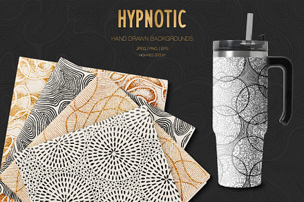 HYPNOTIC Hand Drawn Backgrounds, a Decorative Illustration by GVGraphics