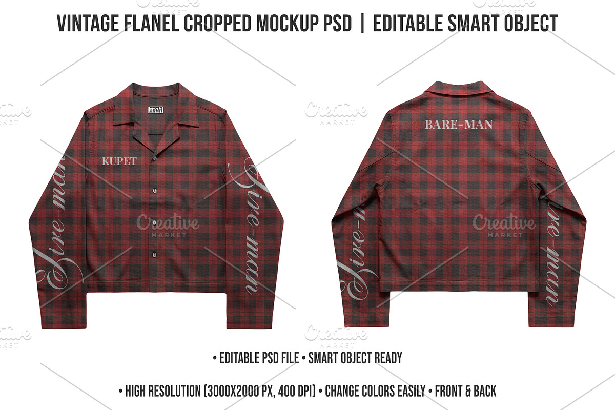 Vintage Flanel Cropped Mockup PSD, a Shirt Mockup by std.badboy (Photo 1 of 4)