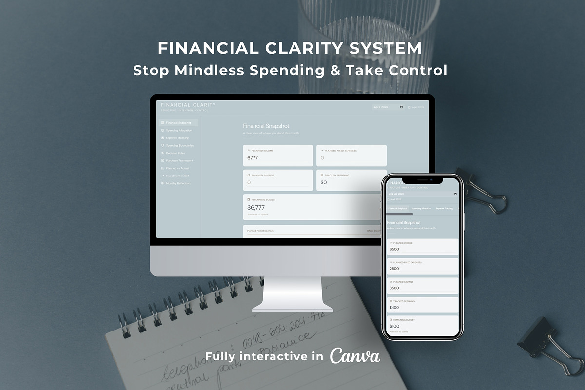 Financial Interactive Planner Canva, an App Template by Studio Suvelle (Photo 1 of 10)