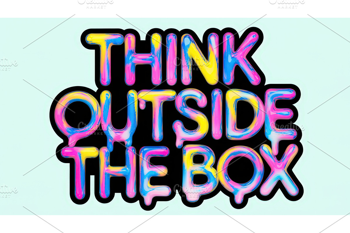 Colorful text design saying THINK, an Illustration by tilialucida