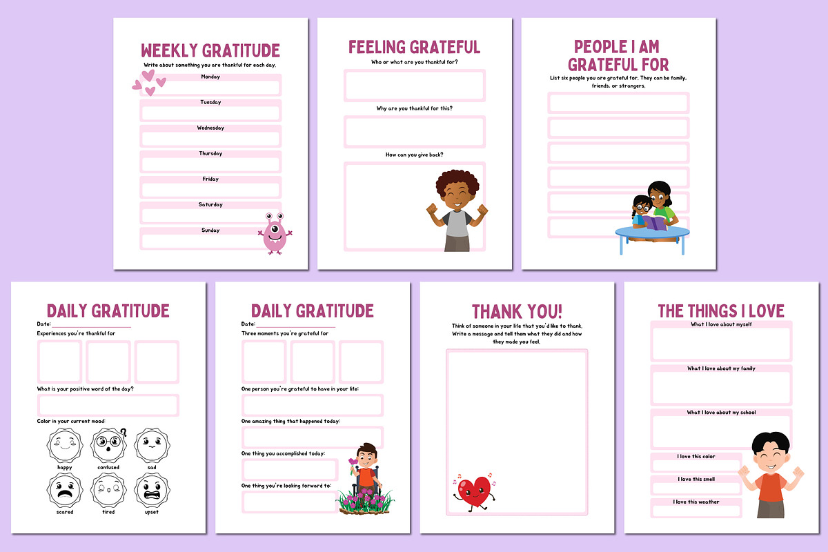 Gratitude Journal For Kids Canva, a Stationery Template by Shumaya (Photo 2 of 5)