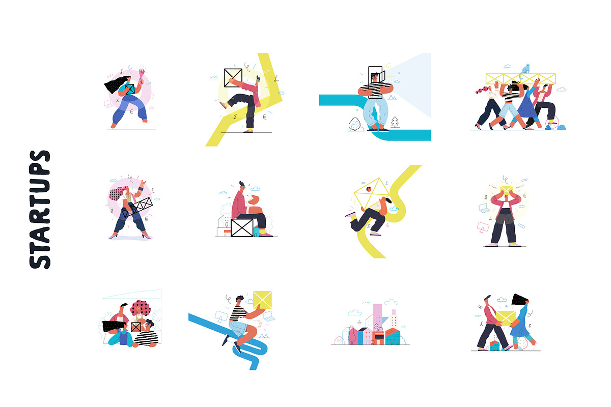 Startups flat vector illustrations, a Templates & Theme by Grivina's shop (Photo 4 of 45)