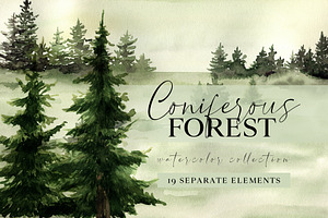 Forest Landscape Clipart Watercolor