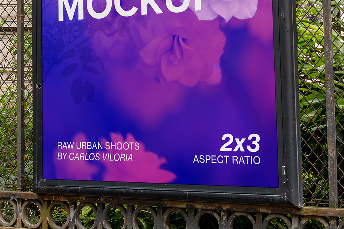 Iron Fence Billboard 2x3 Mockup, an Advertising Mockup by Mockups by Carlos Viloria (Photo 4 of 4)