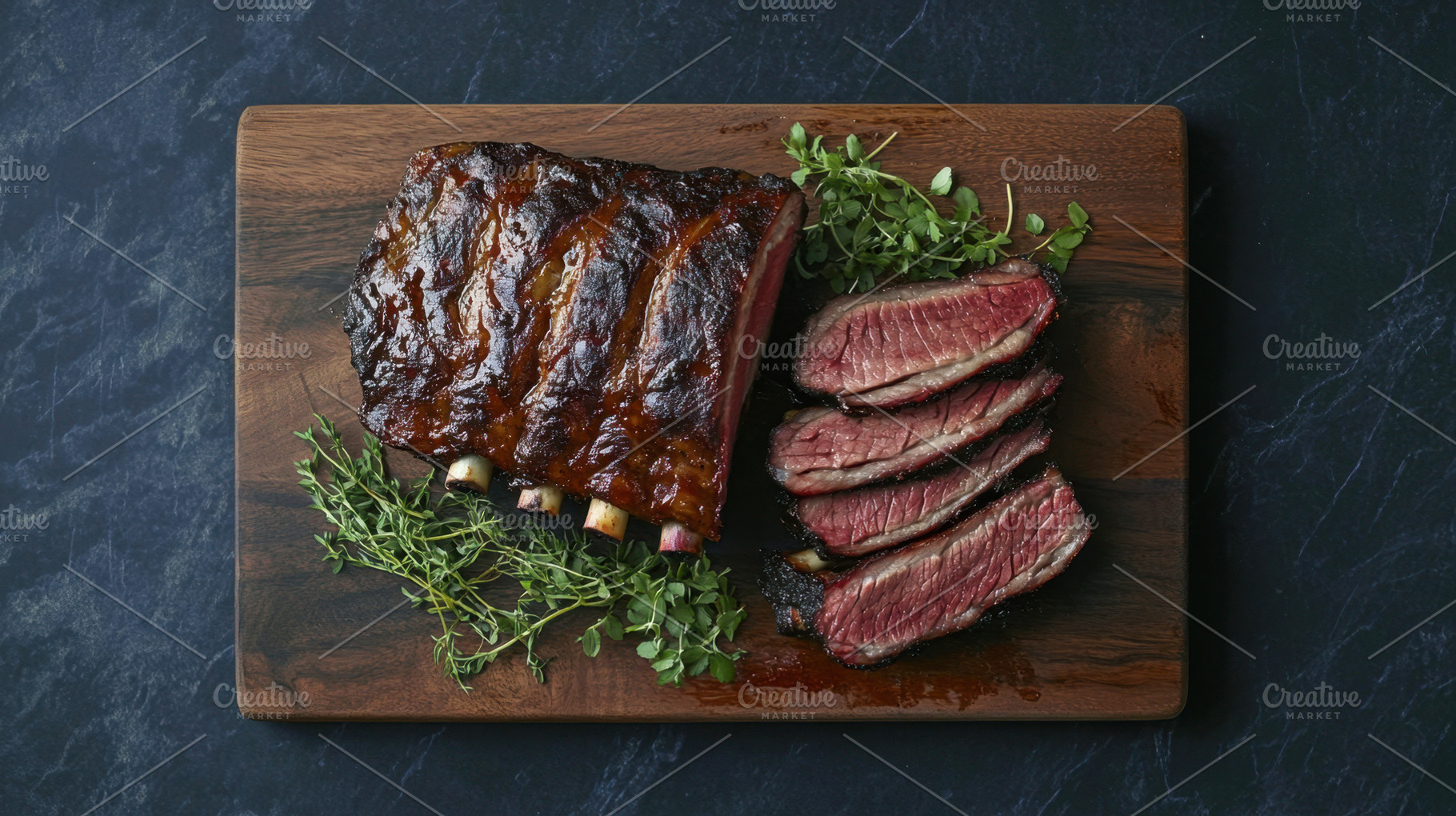 Herb-smoked barbecue ribs, a Photo by Beautiful things