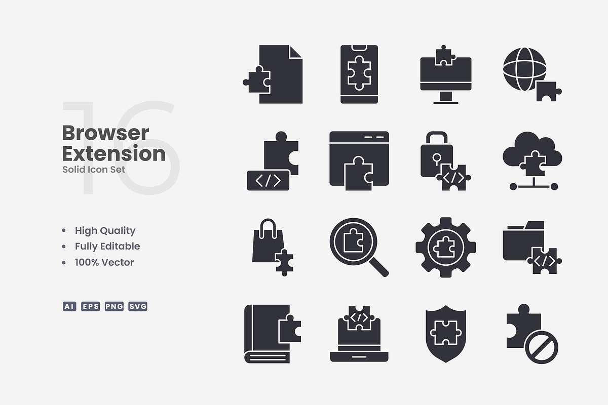 Browser Extension Solid Icons, an Icon by Upnowgraphic