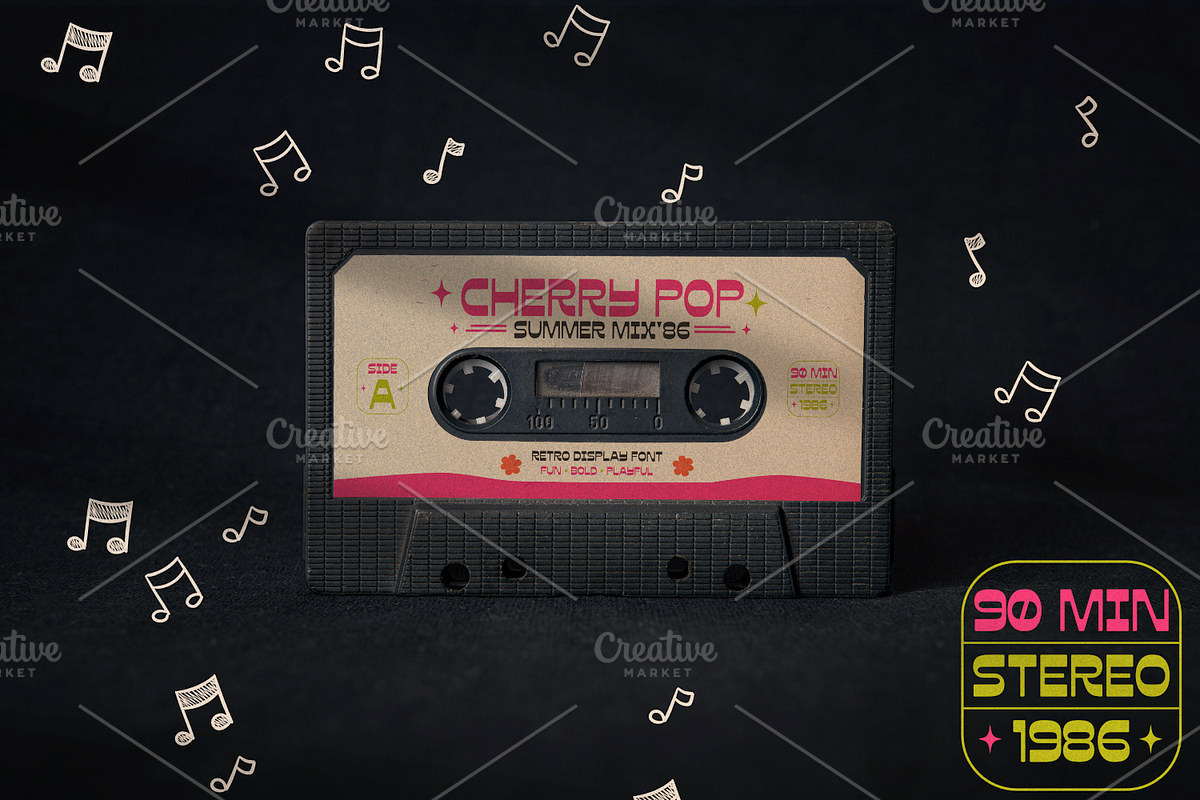 Cherry Pop - Playful Retro Display, a Sans Serif Font by Linecreative (Photo 7 of 9)