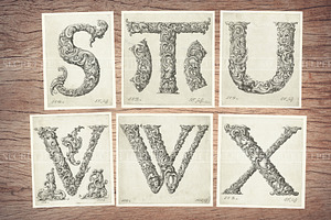 Vintage Alphabet Letters Clipart