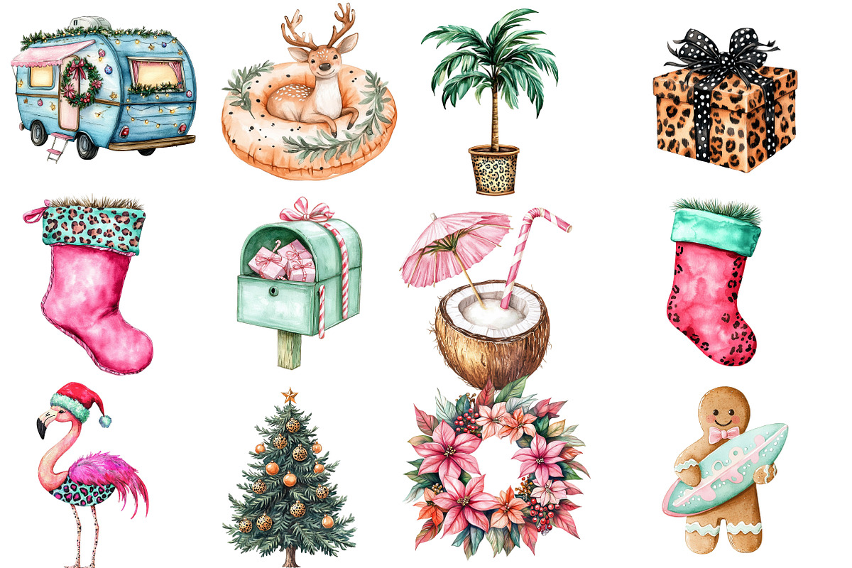 Hand-Drawn Christmas in July Clipart, an Illustration by Designworld (Photo 4 of 6)