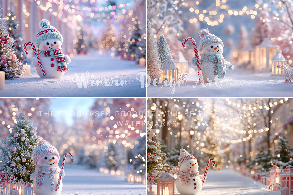 Pastel Snowman Digital Backdrop, a Background Photo by Winwin Design Art (Photo 6 of 8)
