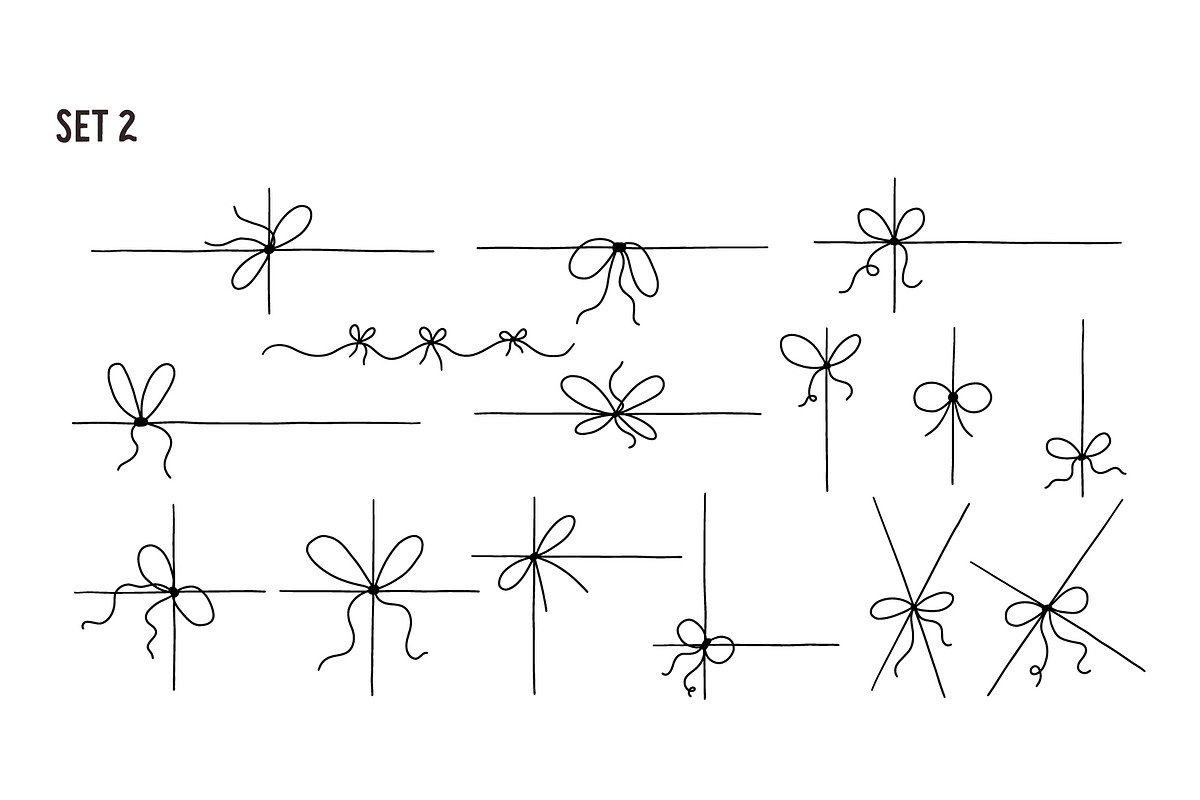 Ribbon Bow Line Border Set, a Decorative Illustration by AnkaDrozd (Photo 3 of 3)