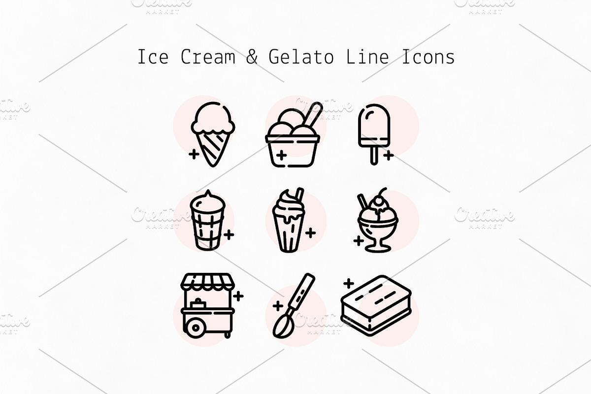 Ice Cream & Gelato Line Icons, an Outline Icon by Lyolya Profitrolya (Photo 1 of 2)