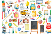 Watercolor Back to school clipart, an Education Illustration by Art and Funny (Thumbnail 2 of 8)