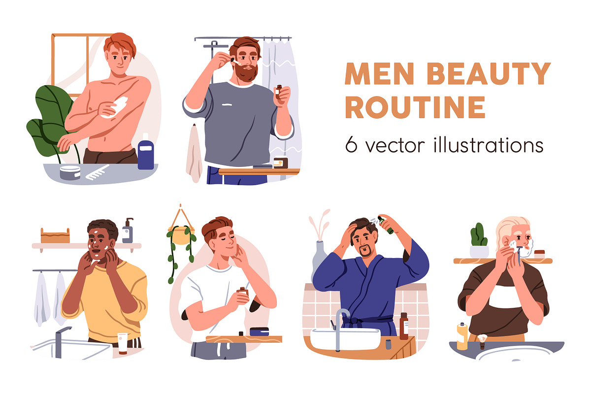 Men beauty & skin care routine set, a Person Illustration by Good Studio (Photo 1 of 4)