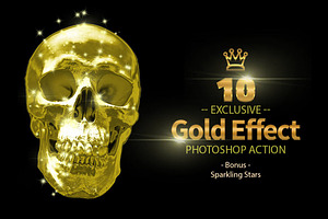 10 Gold Sparkling Stars