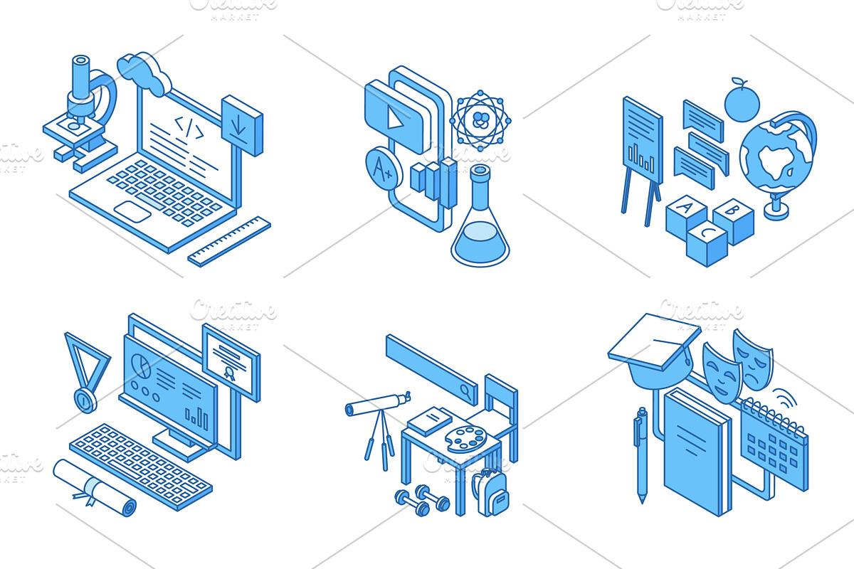 Isometric online education, an Education Illustration by Valerie Bodnar