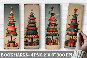 Whimsical Christmas Tree Bookmark, an Illustration by DreamPrint404