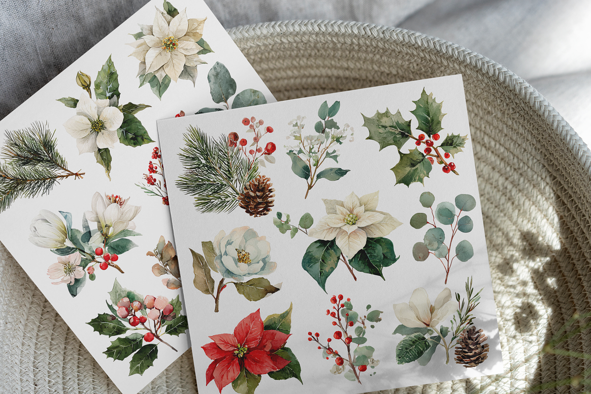 Watercolor Christmas Botanicals, a Decorative Illustration by ThaismotaCreativeCo (Photo 7 of 11)