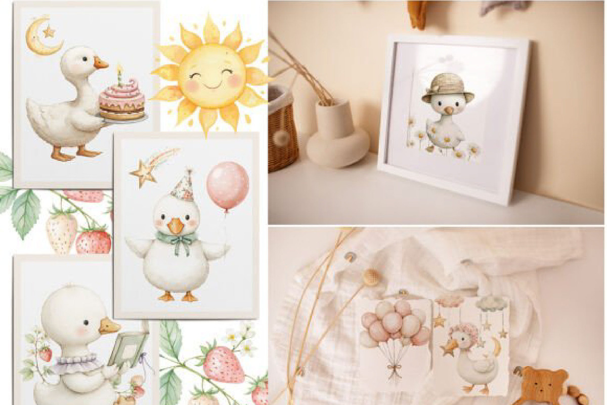 Baby White Goose Birthday Png, an Illustration by JackArt (Photo 6 of 6)