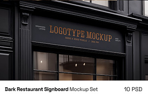 Restaurant Signboard Mockup Set