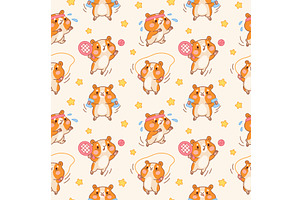 Kawaii hamster seamless pattern, an Animal Illustration by YummyBuum