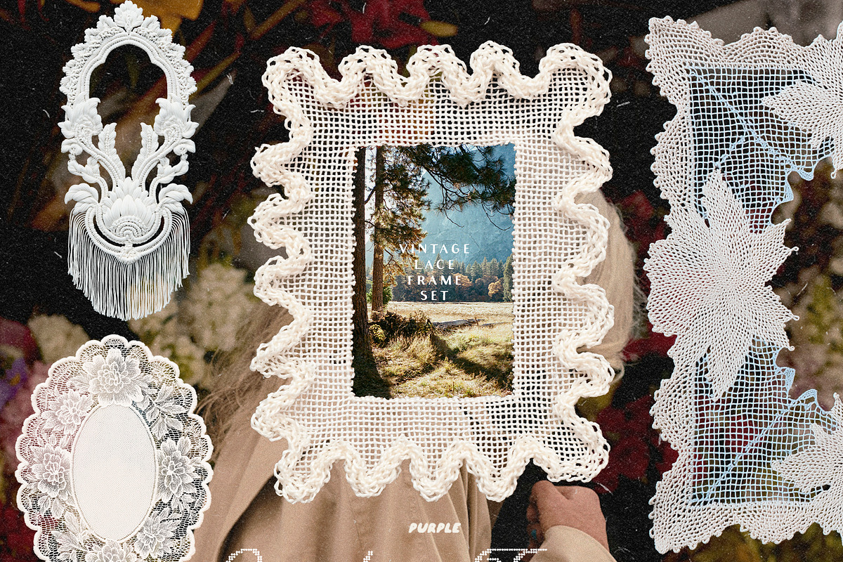 Crochet Frames: Vintage Lace Set, an Object Graphic by Purple (Photo 3 of 14)