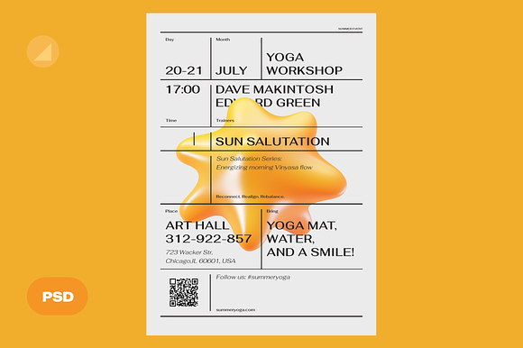 Summer Yoga Workshop Event Psd Flyer