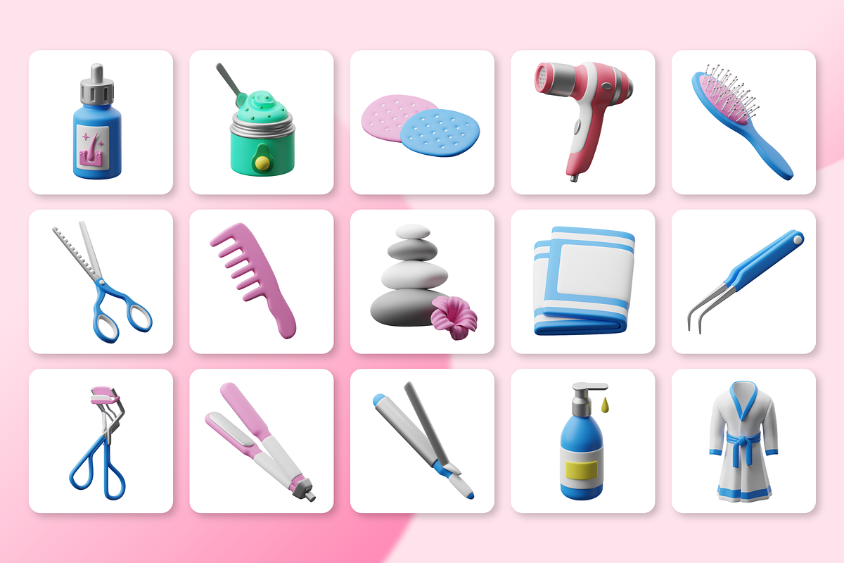 3D Beauty Care Icon Set, a Characters & Person 3D Model by Flat Icons (Photo 7 of 8)