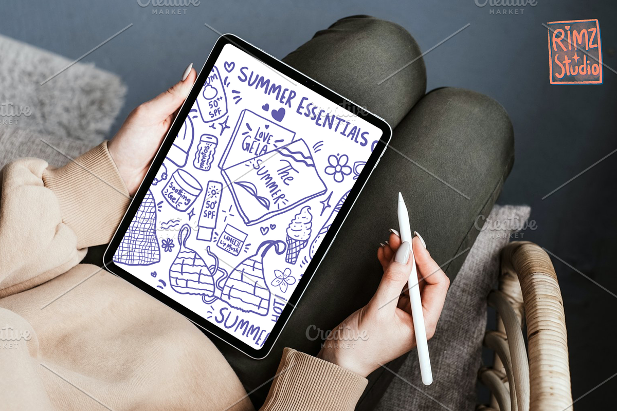 Sunny Summer Essentials Doodle, a Decorative Illustration by RimzStudio (Photo 2 of 4)