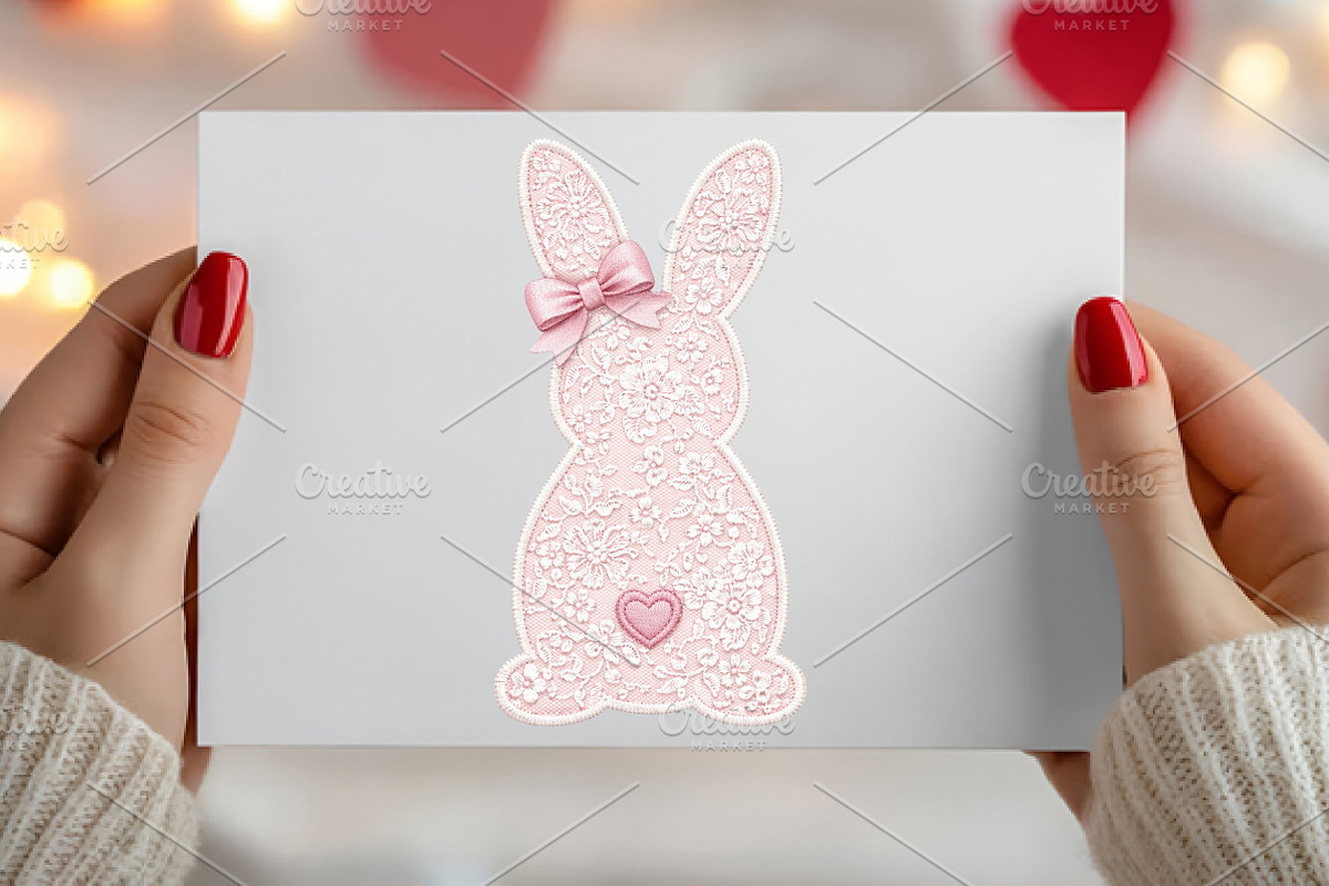 White Lace Bunny Coquette Bow Png, an Illustration by Canvas Craft (Photo 6 of 7)