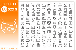 Furniture and home appliance icons, an Outline Icon by Designfour