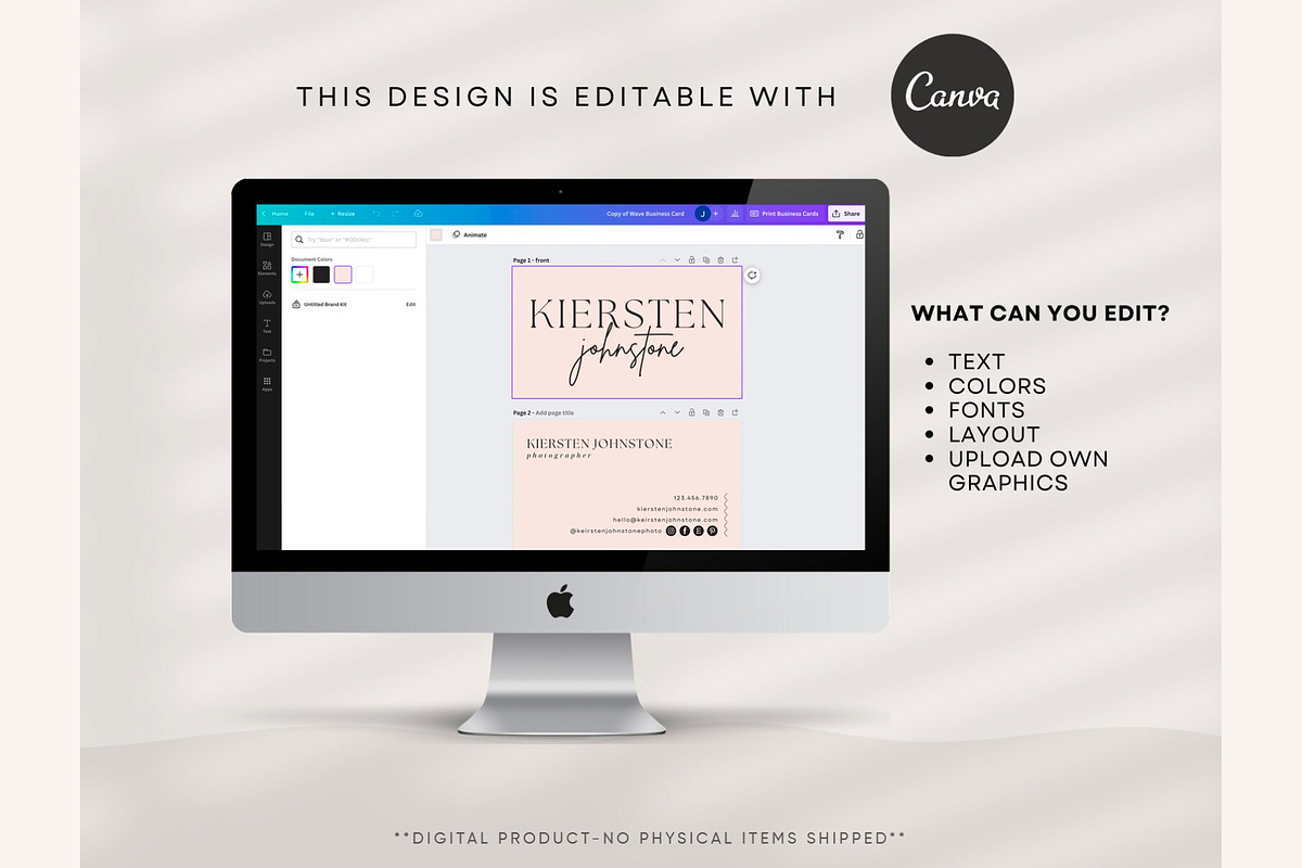 Modern Business Card Canva Template, a Business Card Template by Summit Avenue (Photo 5 of 6)