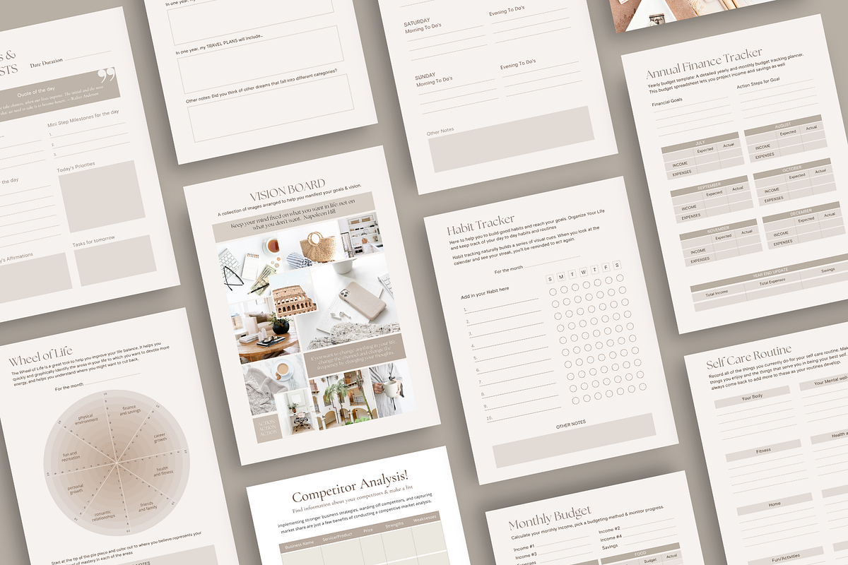 Goal Planner Workbook, Vision board, a Brochure Template by Design Lush Studio (Photo 4 of 7)