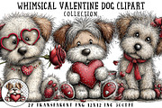 Whimsical Valentine Dog Clipart, an Illustration by OK Design (Thumbnail 1 of 6)