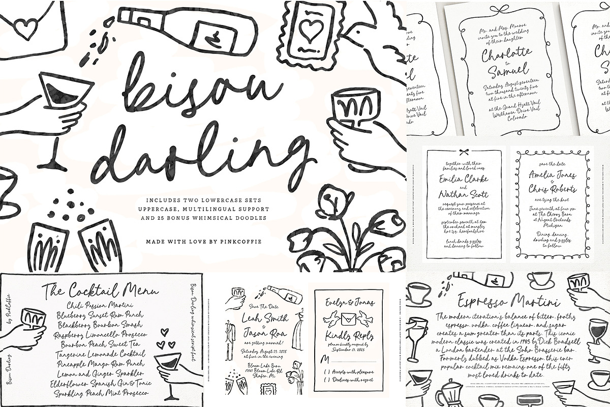 11 Whimsical Handwritten Font Bundle, a Script Font by Pink Coffie (Photo 6 of 58)