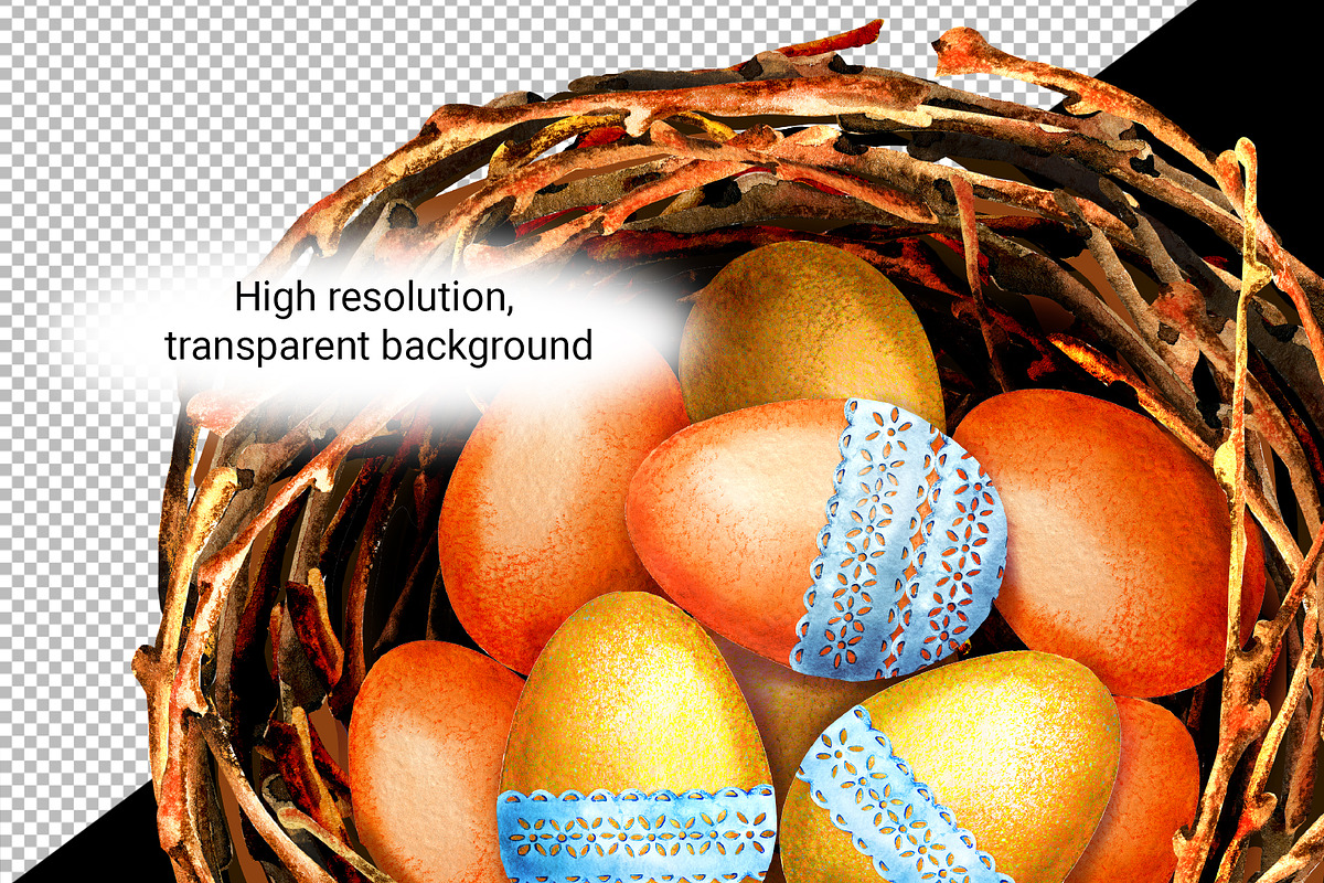 Easter watercolor set, colored eggs, an Illustration by Artmanata (Photo 6 of 14)
