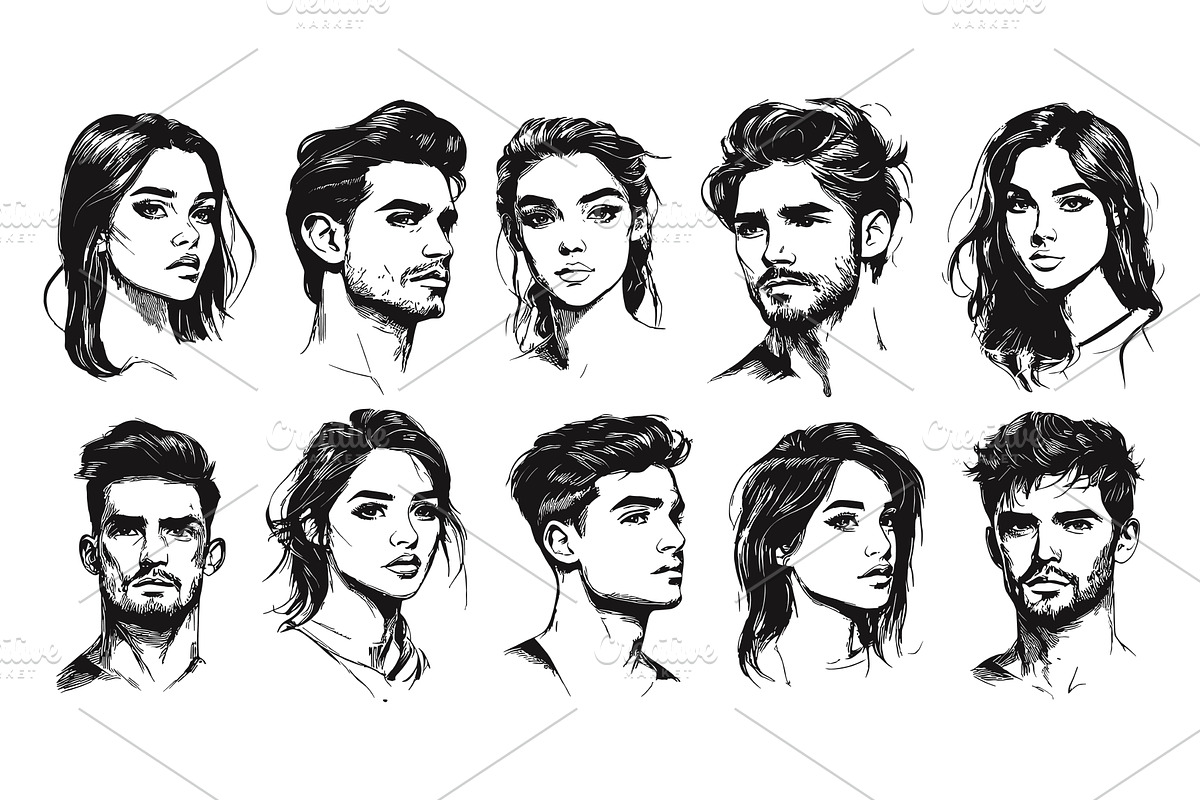 Portraits of Beautiful Men and Women, an Object Illustration by LadadikArt
