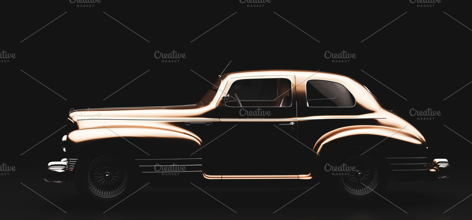 Classic retro car on black., a Transportation Photo by Photocreo Michal Bednarek