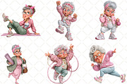 Funny Fitness Grandma Clipart, an Animal Illustration by Black Bird Studio (Thumbnail 3 of 6)