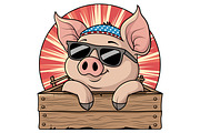Patriotic Pig Vector Cartoon, an Animal Illustration by Ghagra (Thumbnail 2 of 3)