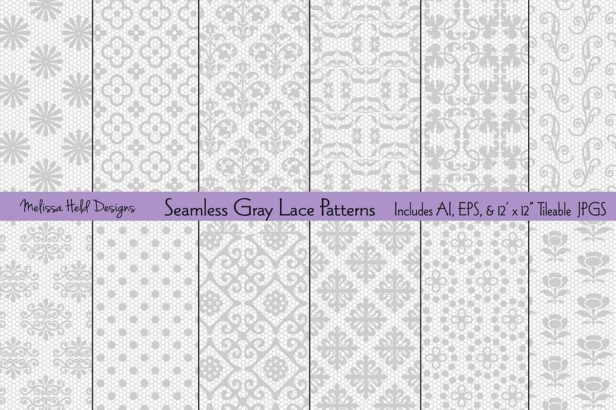 Seamless Gray Lace Patterns