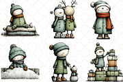 Christmas Snowman Clipart, an Illustration by Black Bird Studio (Thumbnail 2 of 6)