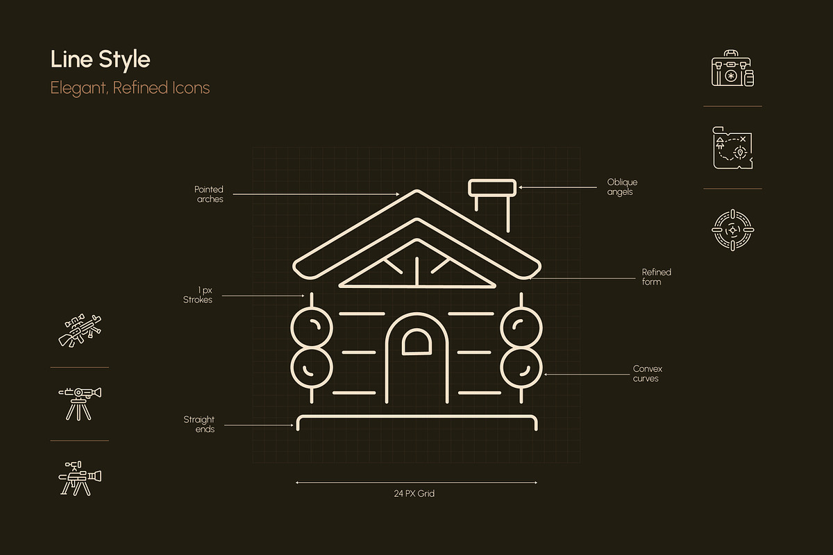 Hunting Icon Art Set, an Outline Icon by Prosymbols (Photo 3 of 7)