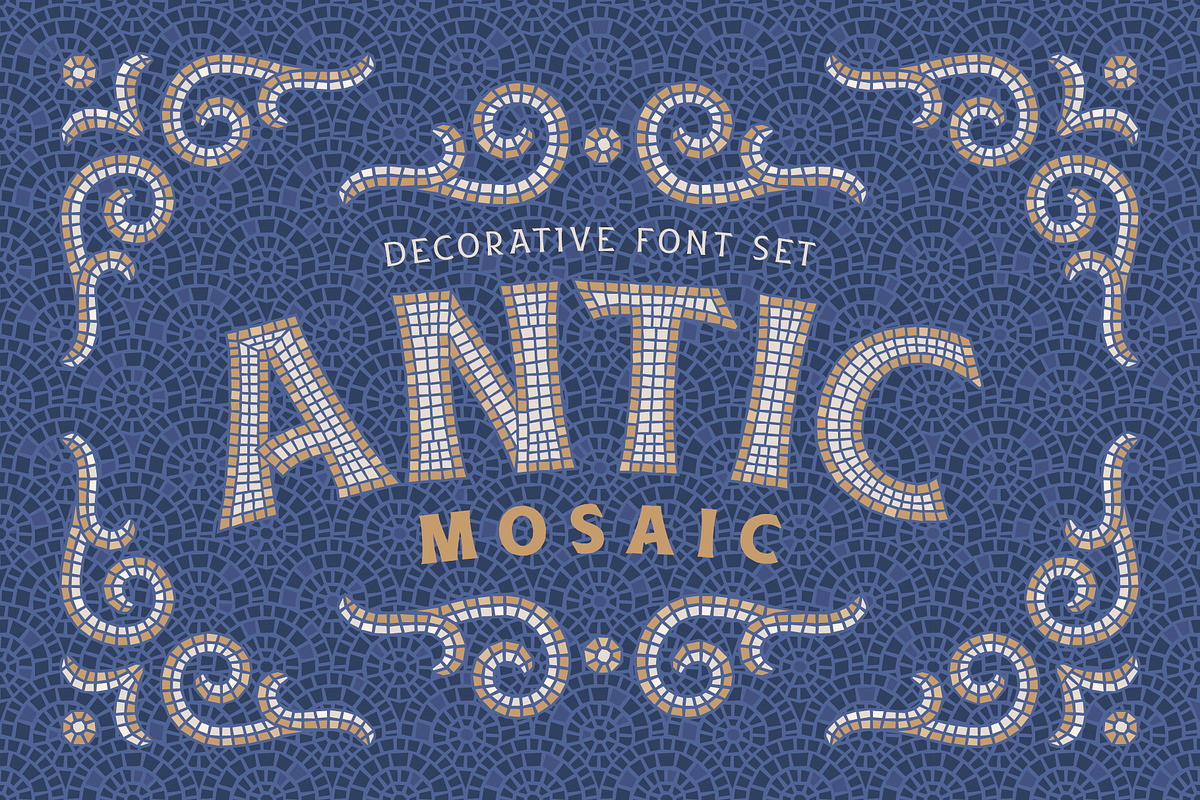 Antic Mosaic font, a Symbol Font by Gleb Guralnyk (Photo 1 of 6)