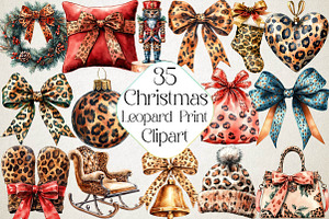 Watercolor Leopard Print Christmas, an Illustration by DreamPrint404