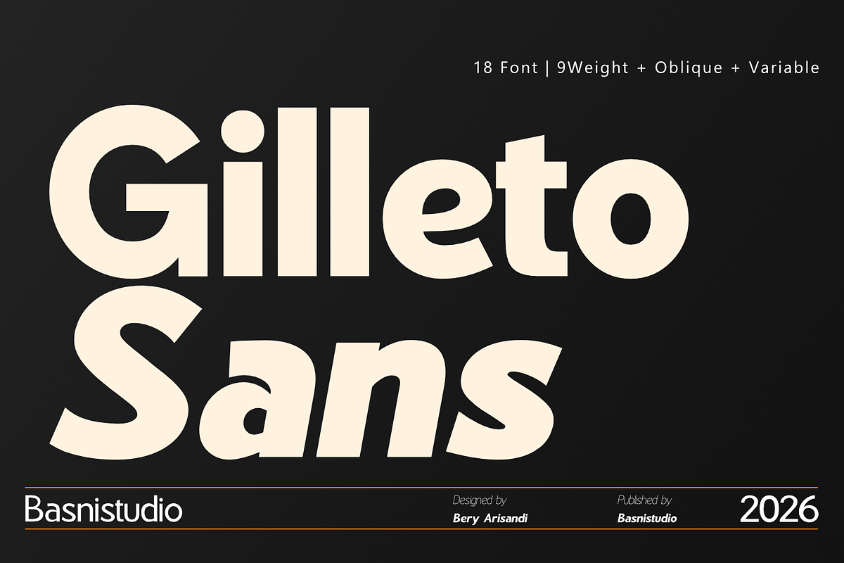 Gilleto – Sans Serif Font, a Sans Serif Font by Basnistudio (Photo 1 of 8)