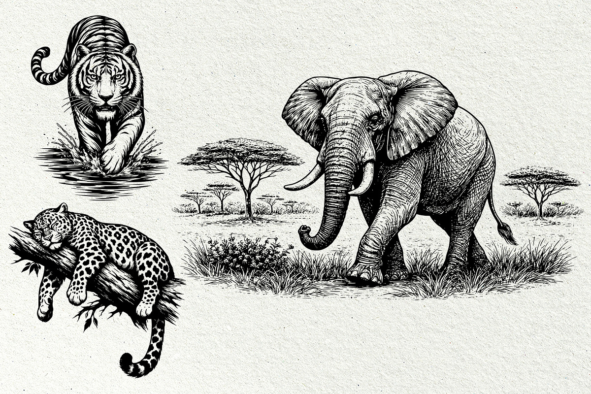 Savannah Scene Wildlife Graphics, an Animal Illustration by DENIDigitalArtSudio (Photo 7 of 8)